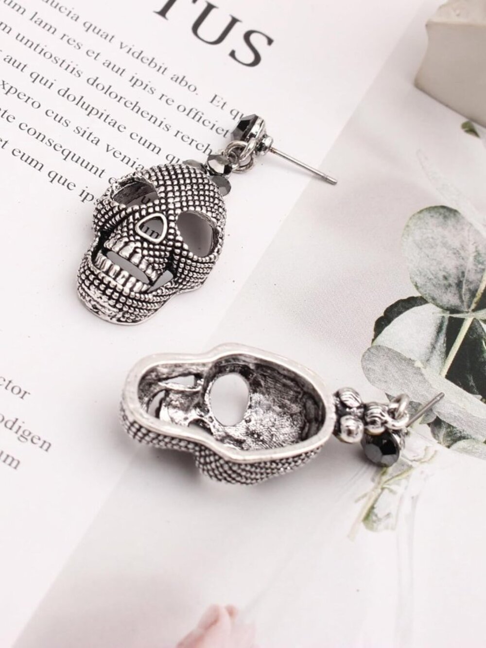 Halloween Gothic Skull Skeleton Collar Statement Necklace Dangle Earring Costume - Picture 5 of 7